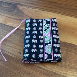 Vera Bradley Pink Black Paisley Quilted Book Bible Cover Passport Travel Wallet